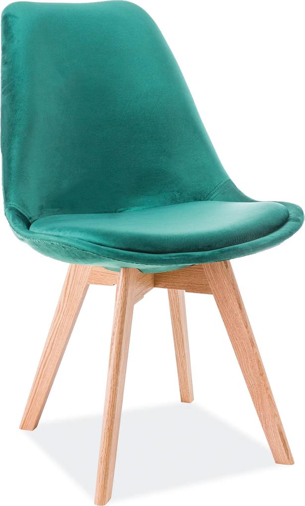 SIGNAL Dior Dub Velvet jedálenská stolička zelená / dub