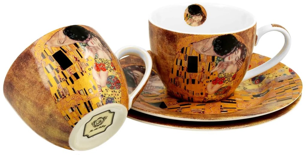 Porcelánová šálka s podšálkou Klimt The Kiss 90 ml sada 2ks