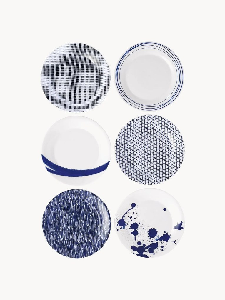 Súprava raňajkových tanierov z porcelánu Pacific Blue, 6 dielov