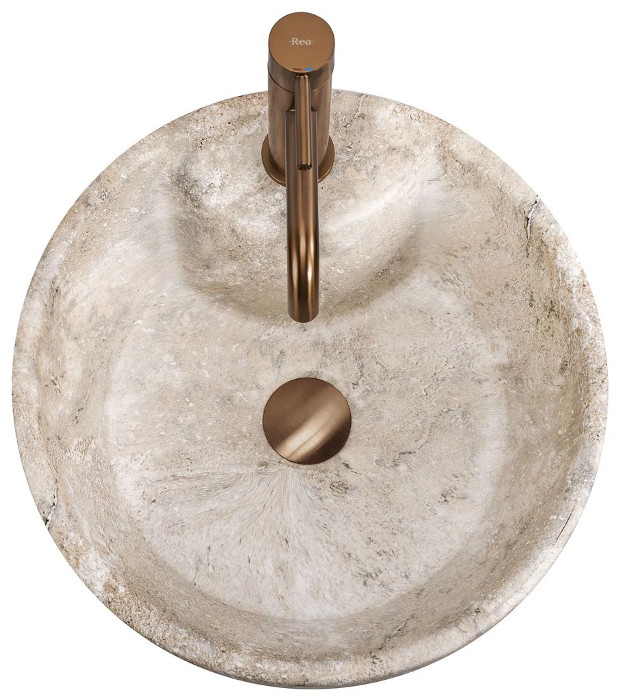 Rea Blanka Savana Matt, voľne stojace umývadlo 40x40x85 cm, imitácia kameňa, REA-U3615