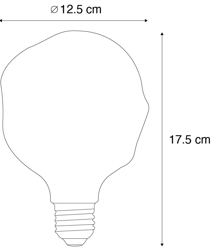 E27 Stmievateľná LED žiarovka so špirálovým vláknom G125 zrkadlovo strieborná 4W 75 lm 1800K