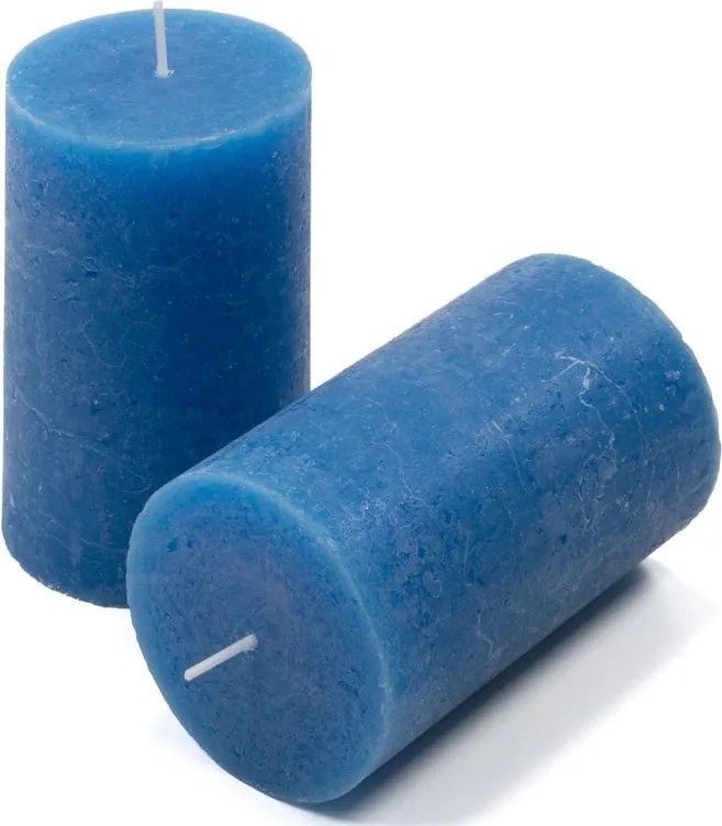 Modrá parafínová sviečka rustikálna 11,5 cm, 40 h, sada 12ks