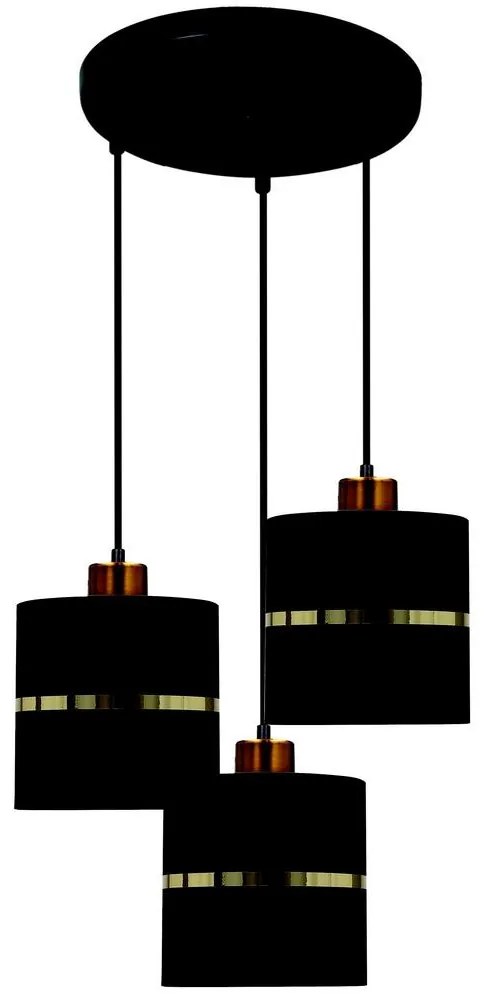 Luster na lanku ASSAM 3xE27/60W/230V čierna
