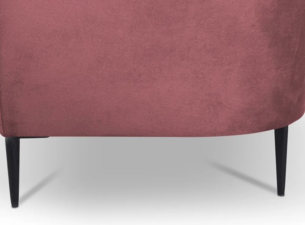 Trojmiestna pohovka Olivio, tmavo ružová zamatová látka