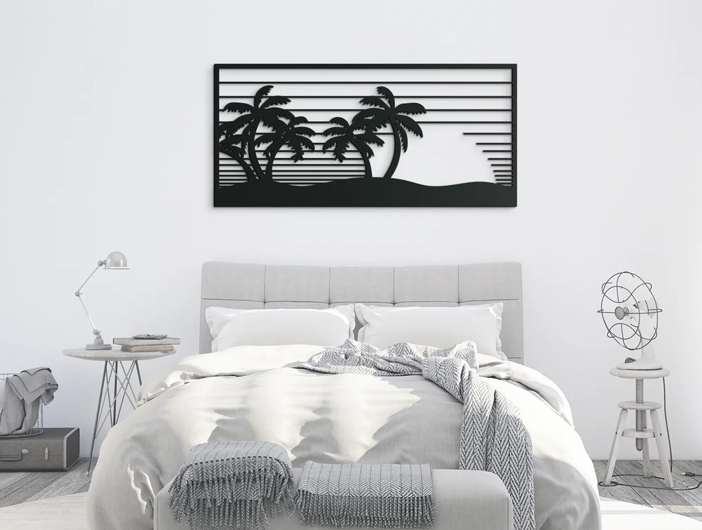drevko Drevený obraz na stenu Západ Slnka Rozmer obrazu: 30,5 x 65 cm, Farba dekorácie: Čierna
