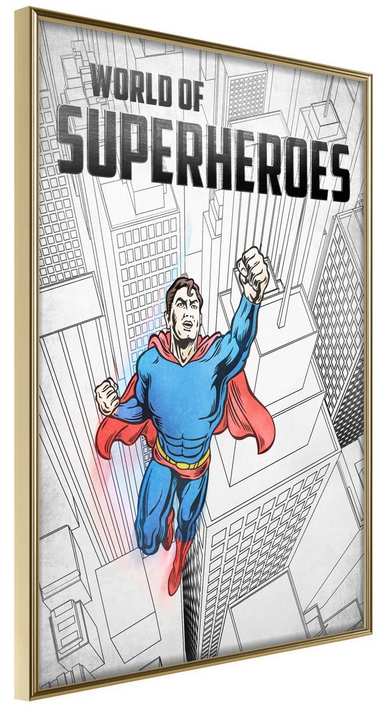 Artgeist Plagát - World of Superheroes [Poster] Veľkosť: 40x60, Verzia: Zlatý rám s passe-partout