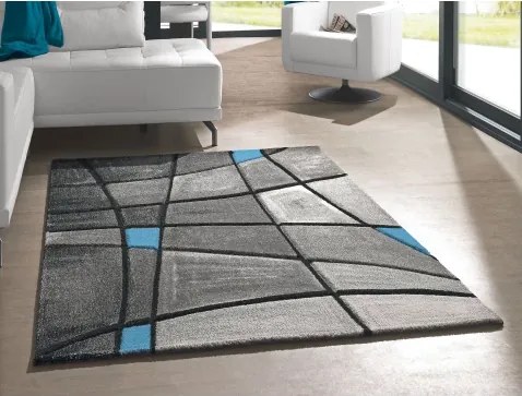 Koberec Brilliance 80x150 cm, šedo-tyrkysová abstrakcia%