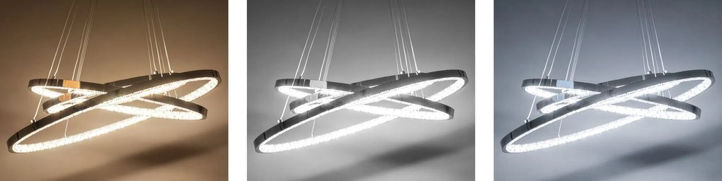 Toolight Toolight, LED krištáľové svietidlo 70x40,5cm, APP771-3CP, strieborná, OSW-05022