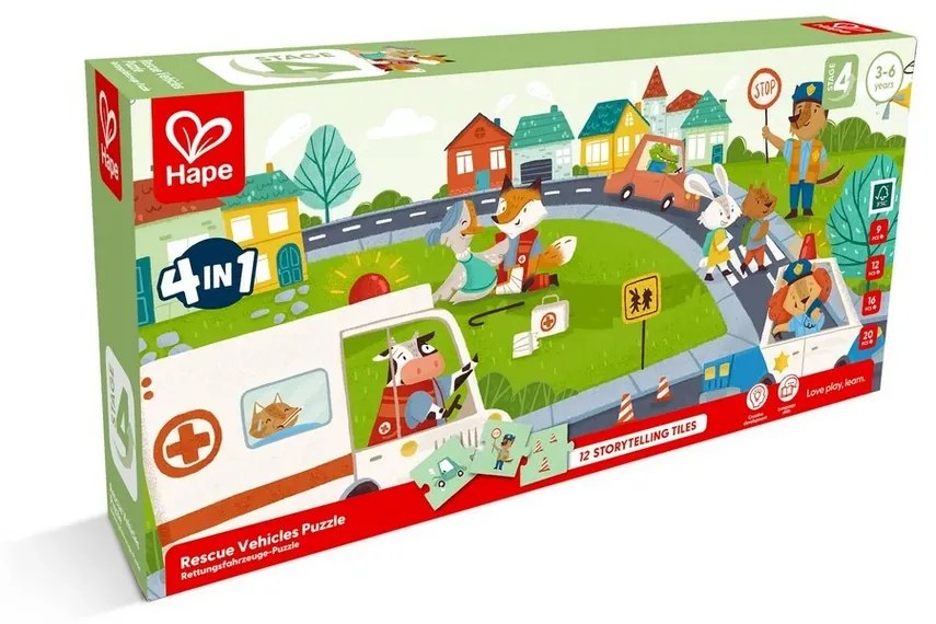 Hape Puzzle - Záchranné vozidlá