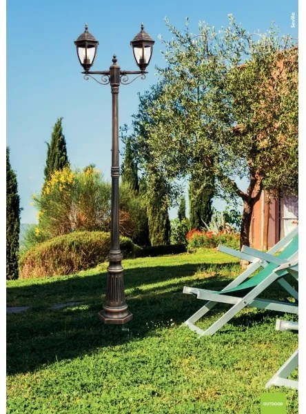 Redo 9609 - Vonkajšia lampa SEVILLA 2xE27/42W/230V IP44 zlatá/patina