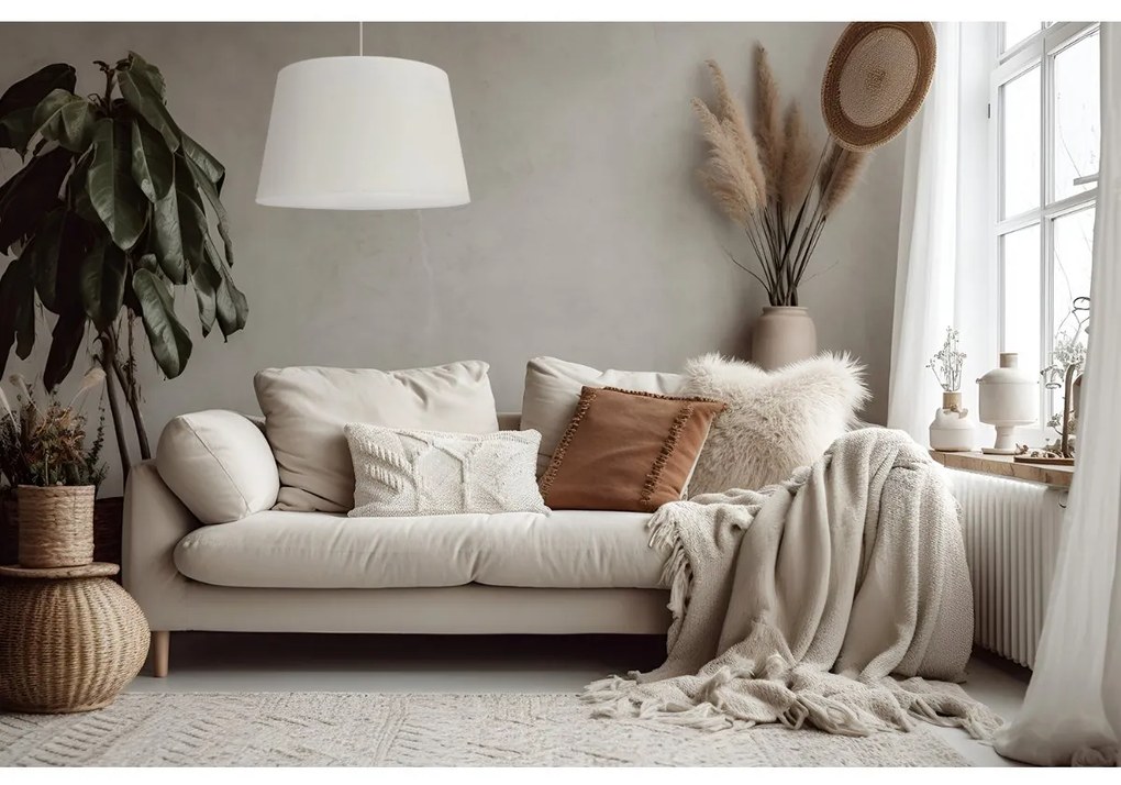 Závesné svietidlo Gaja, 1x krémové textilné tienidlo, (fi 44cm), w