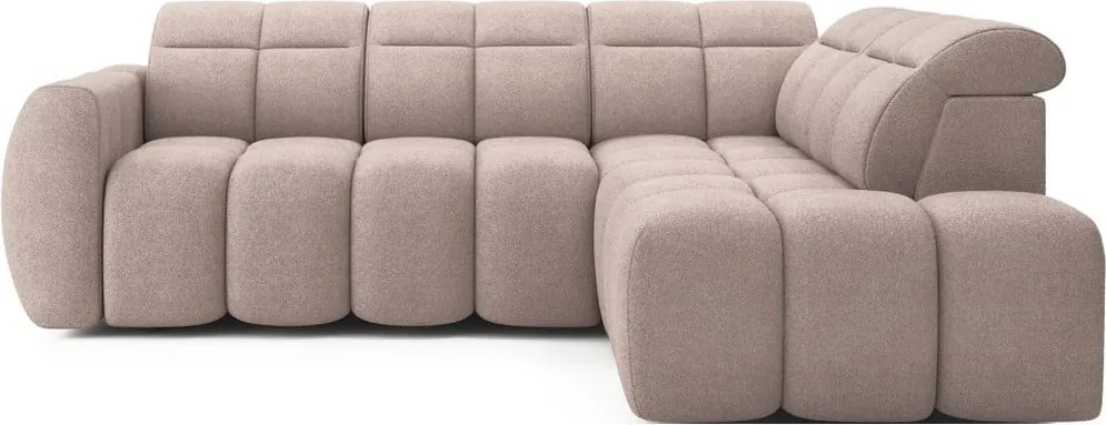 Svetlohnedá rozkladacia/s úložným priestorom rohová pohovka z textílie buklé (pravý roh/do L) Falconn – ELTAP