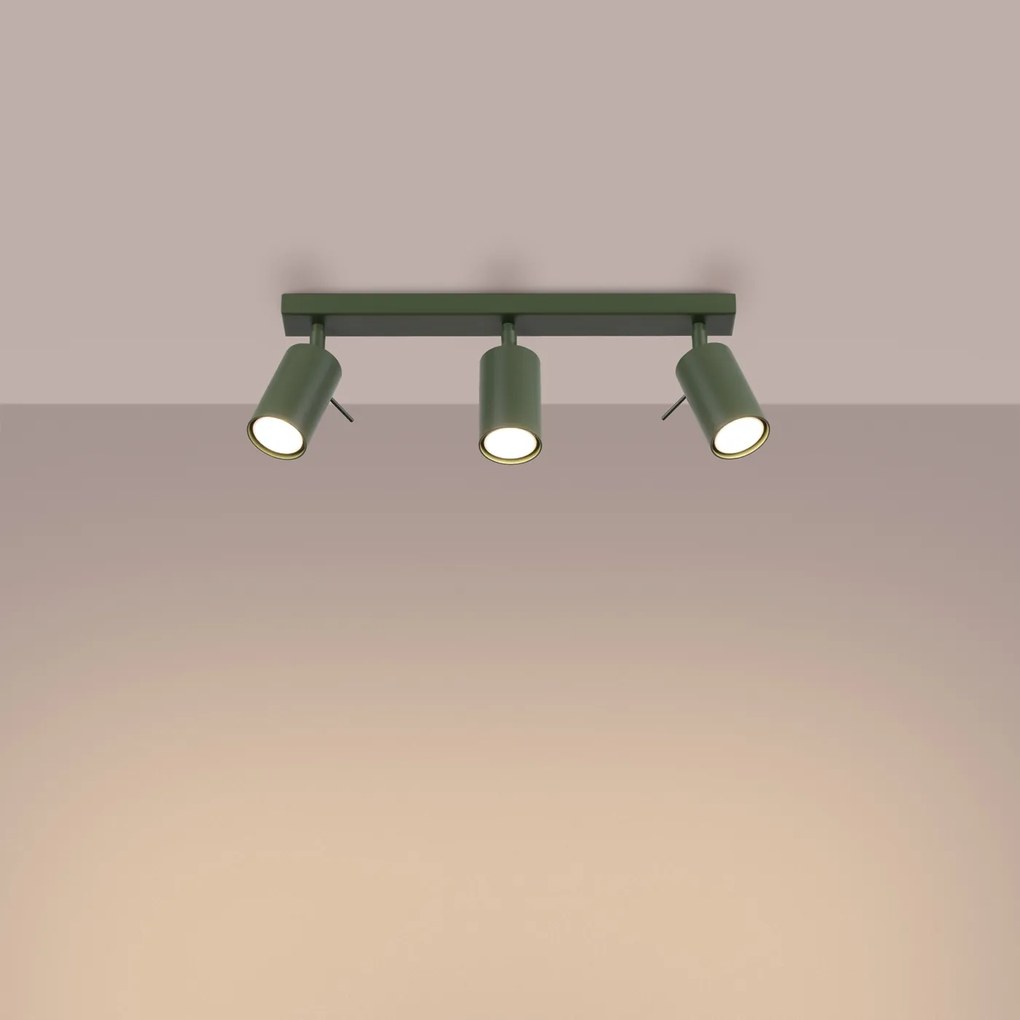 Bodové svietidlo Ring, 3x olivové kovové tienidlo, (možnosť polohovania)