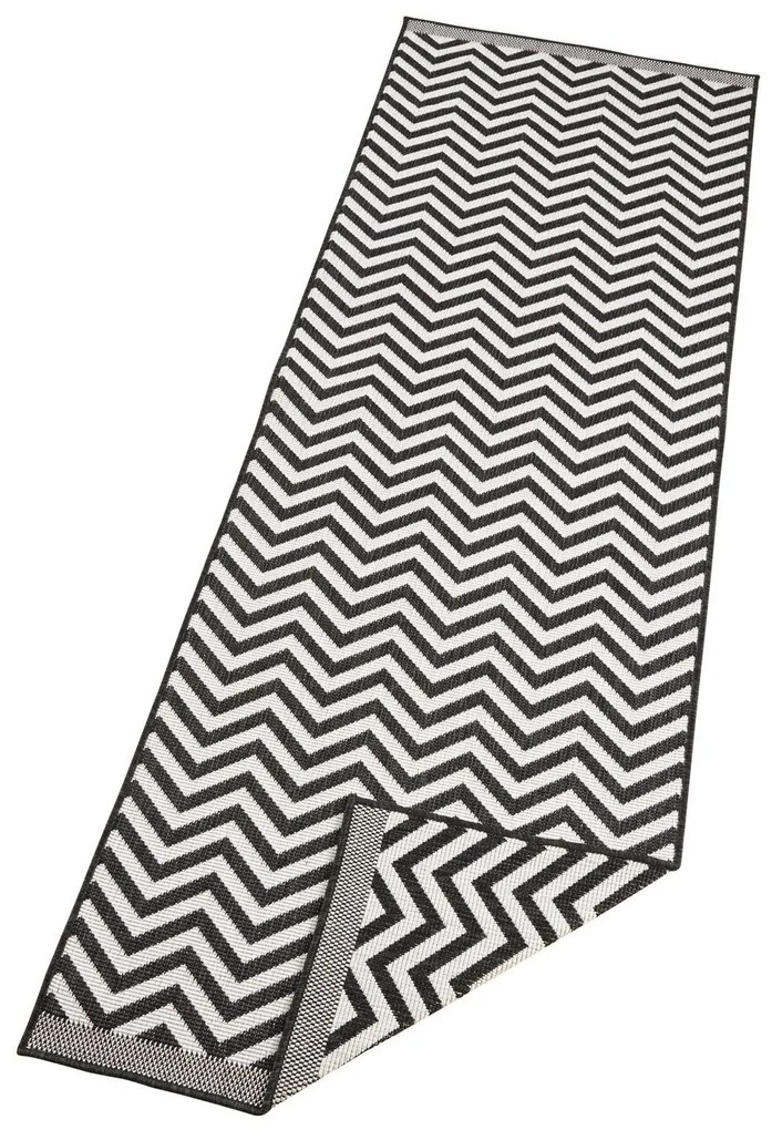 Hanse Home, Kusový koberec Twin Supreme 103433 Palma black creme – na von aj na doma, 80x350, čiernobiela, chodba / predsieň