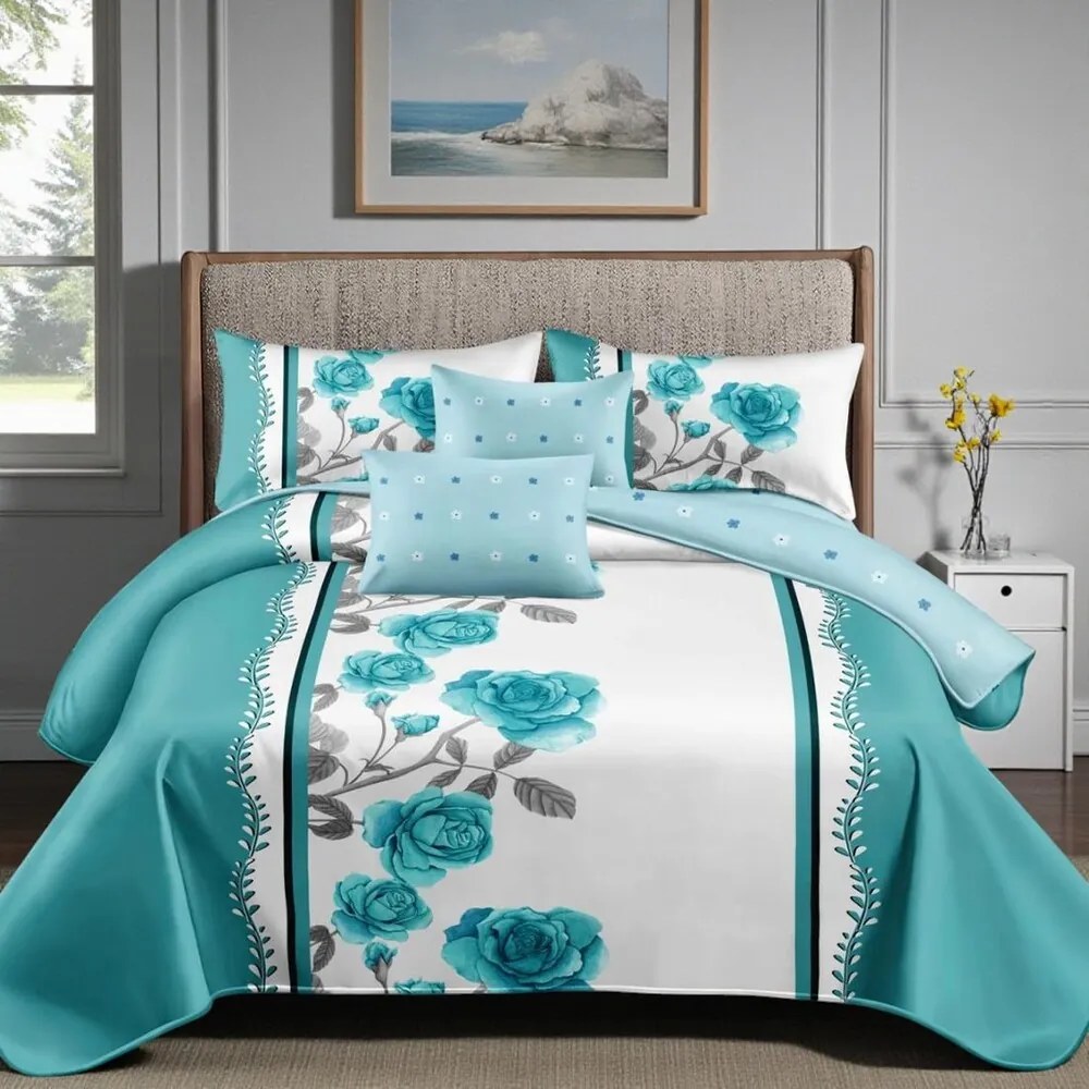 Obliečky HILDA TURQOISE 7-dielna sada 140x200 cm