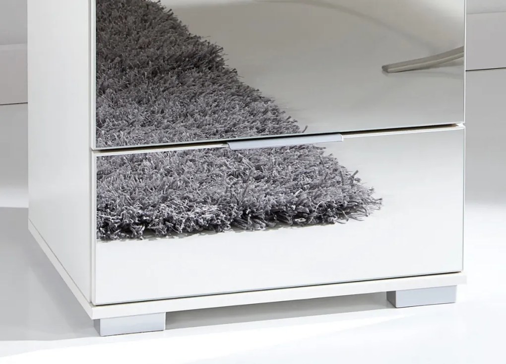 Nočný stolík Easy Plus, biely/zrkadlo