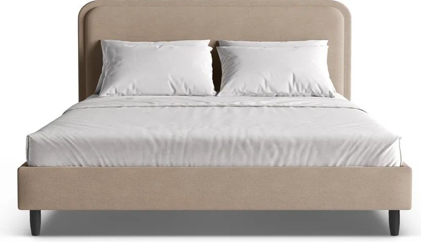 Sivobéžová čalúnená dvojlôžková posteľ s roštom 180x200 cm Aveline – Micadoni