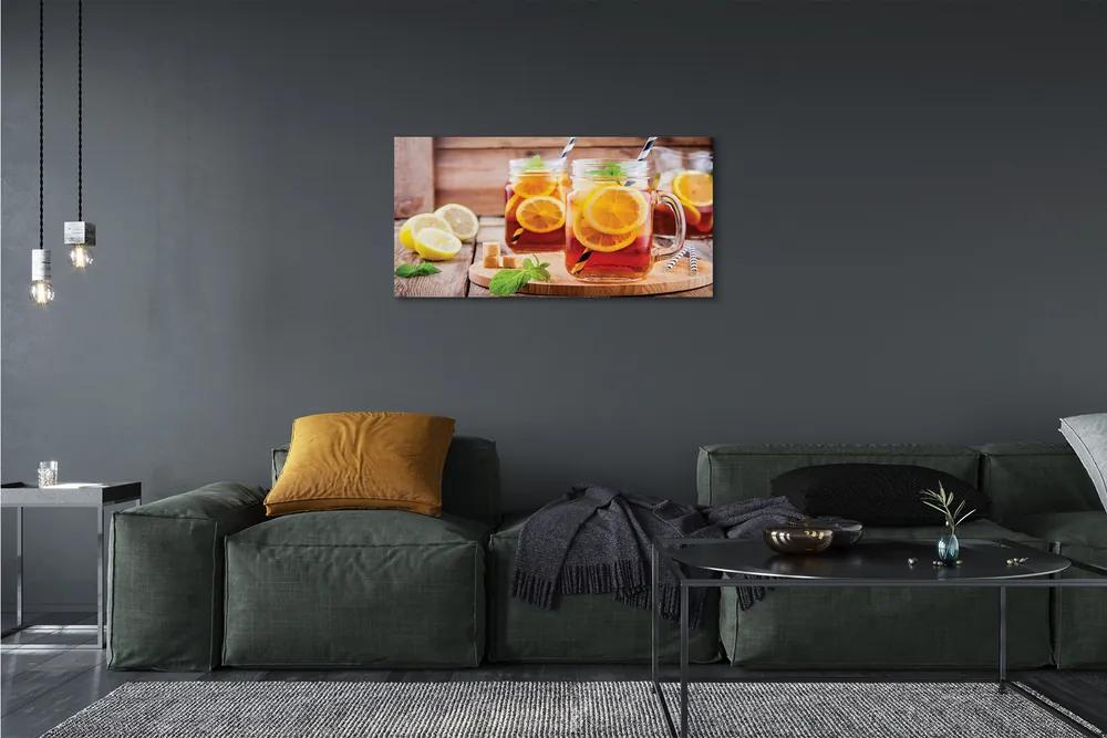 Obraz canvas Ice Tea citrusové slamky 100x50 cm
