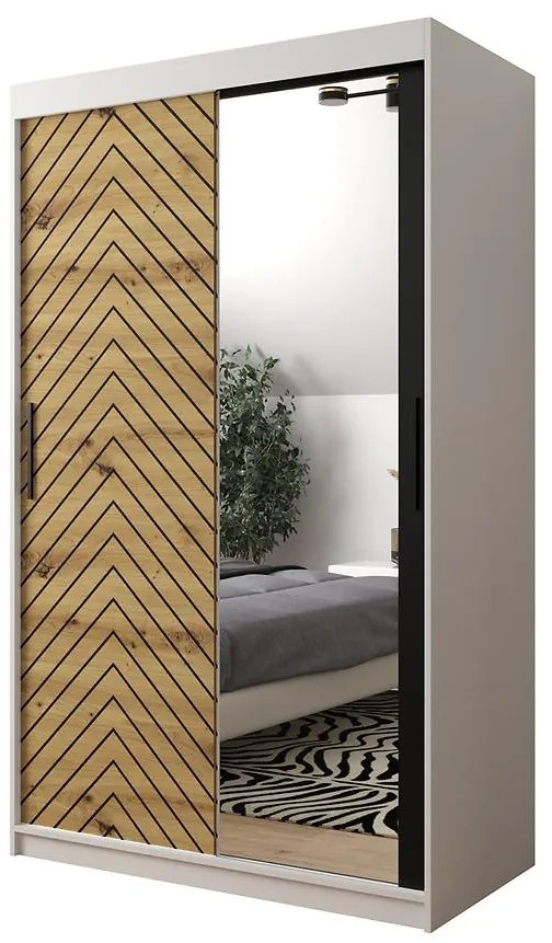 Skriňa Jodełka 2 120 biely/dub Artisan/čierna