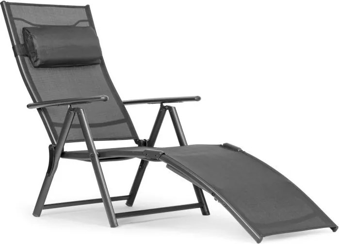 Ležadlo záhradné skladacie s reguláciou operadla, farba oceľová