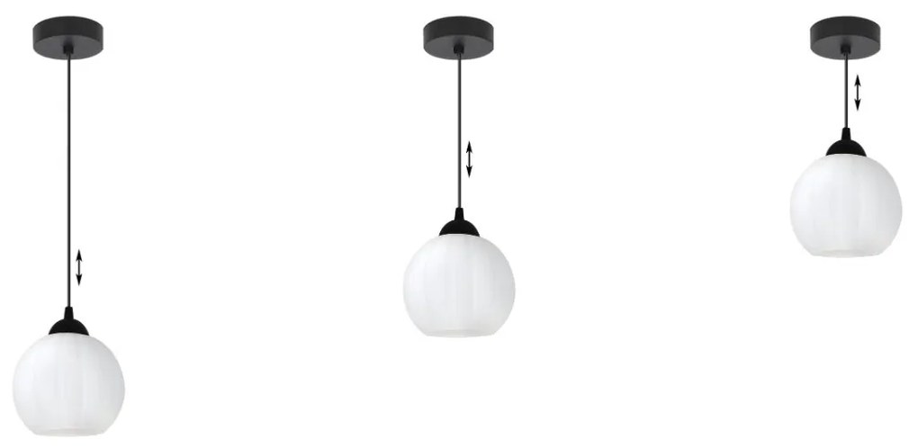 Závesné svietidlo Costa, 1x biele sklenené tienidlo, b