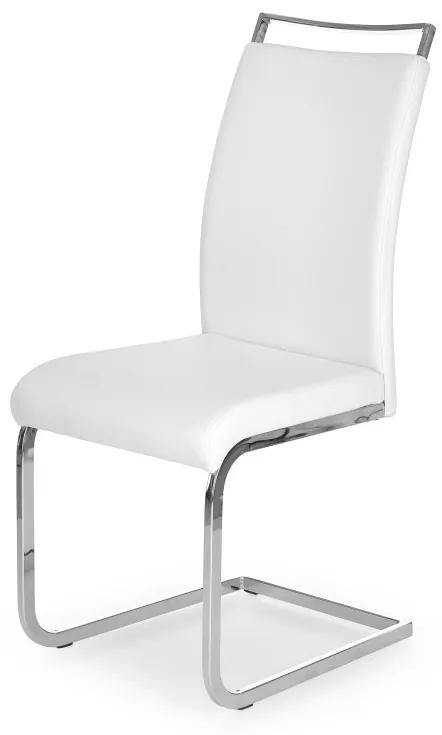 Jedálenská stolička FALKNER — oceľ, ekokoža, biela