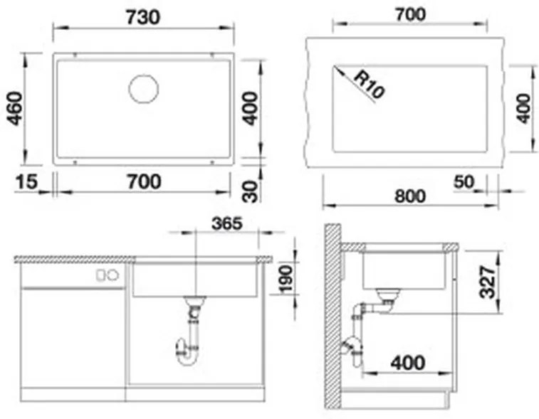 BLANCO Subline 700 U InFino drez SILGRANIT aluminium, bez tiahla 523444