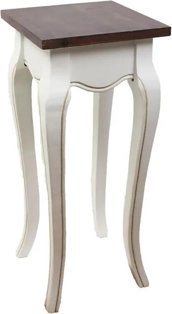 Morex Drevený odkladací stolík v provensálskom štýle,biely v kombinácii s hnedou,35x35x80cm