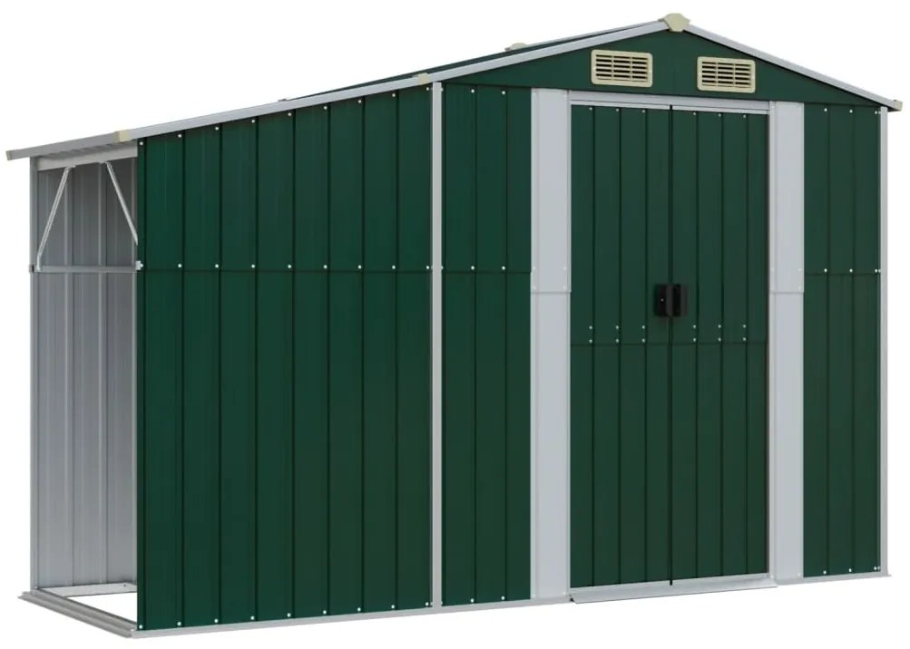 Záhradná kôlňa zelená 277x279x179 cm pozinkovaná oceľ