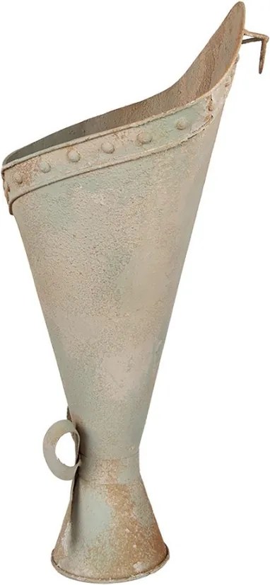 Zelený antik kovový nástenný držiak na kvety - 31*23*32 cm