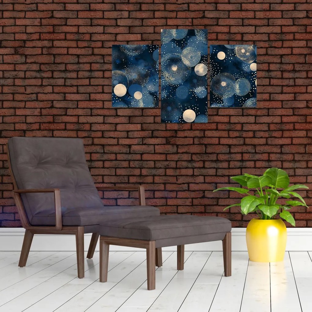 Obraz - Modro-zlaté krúžky (90x60 cm)