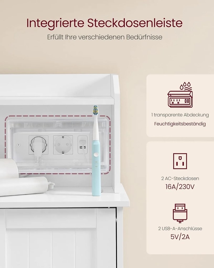 VASAGLE kúpeľňová skrinka, 30 x 60 x 100 cm, oblačne biela