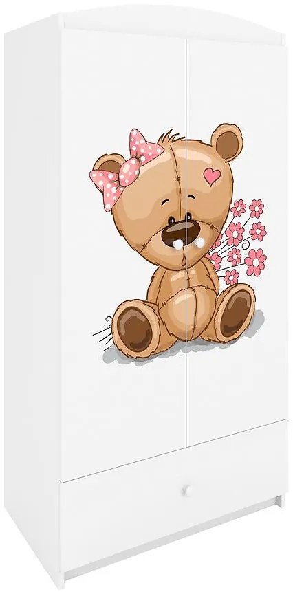 Skriňa Babydreams biela – Medveď s kvetmi