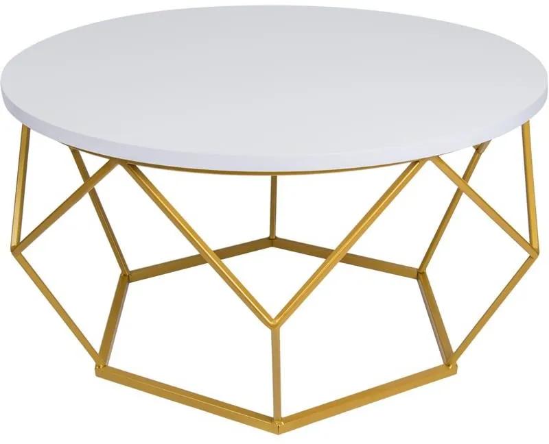 DekorStyle Konferenčný stolík DIAMOND 70cm zlatý / biely