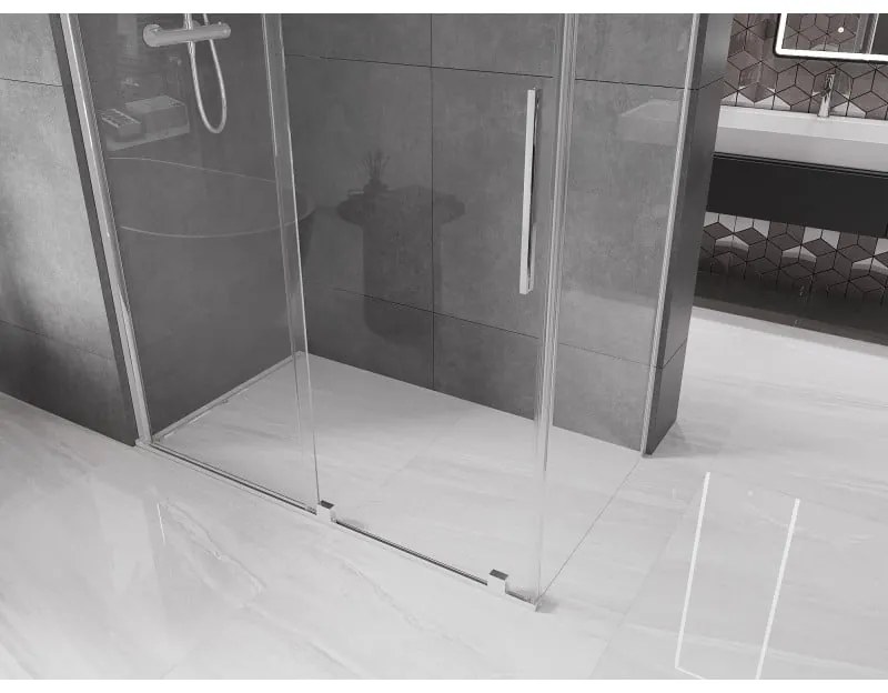 Mexen Velar, sprchový kút s posuvnými dverami 130(dvere) x 70(stena) cm, 8mm číre sklo, chrómový profil, 871-130-070-01-01