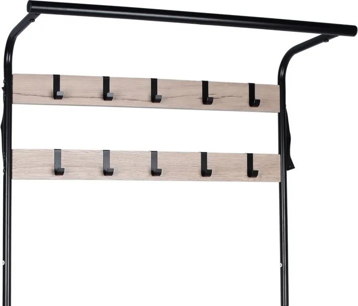 Stojací vešiak s policami Hanson, dub/čierny