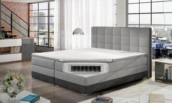 Posteľ Boxspring Damasia 200 x 180, zelená / šedá (látka - 11)