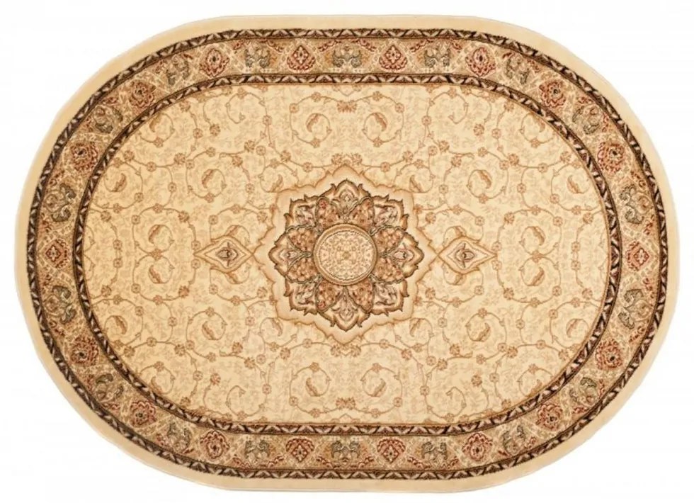 Kusový koberec klasický vzor 2 béžový ovál 250x350cm