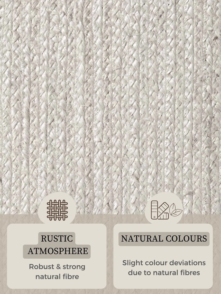 Hanse Home, Kusový koberec Jute Braided 106321 White ovál, 160x230 ovál, biela, chodba / predsieň