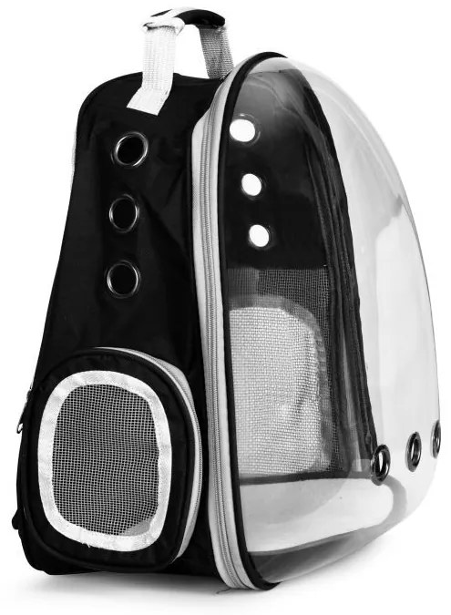 Transportný batoh so sklom pre mačku alebo psa - čierny