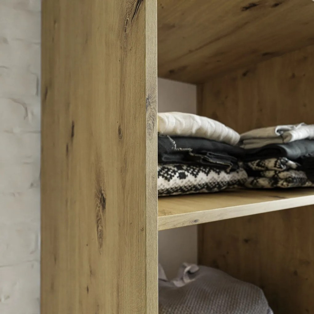 ŠATNÍKOVÁ SKRIŇA S POSUVNÝMI DVERAMI INGRID DUB ARTISAN / ČIERNA LED