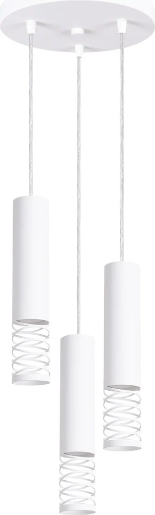 Závesné svietidlo Lami, 3x biele kovové tienidlo, o