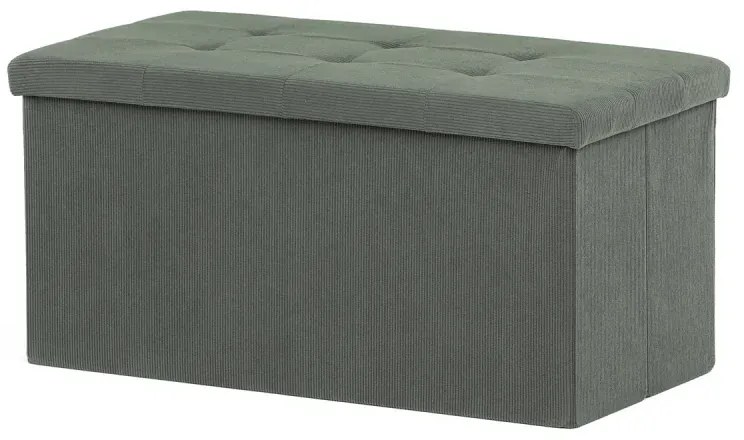 Taburet s úložným prostorem, zelená manšestrová látka