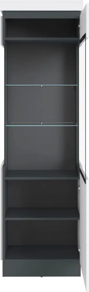 Vysoká vitrína Campania 60 cm, biela/antracit, pravá