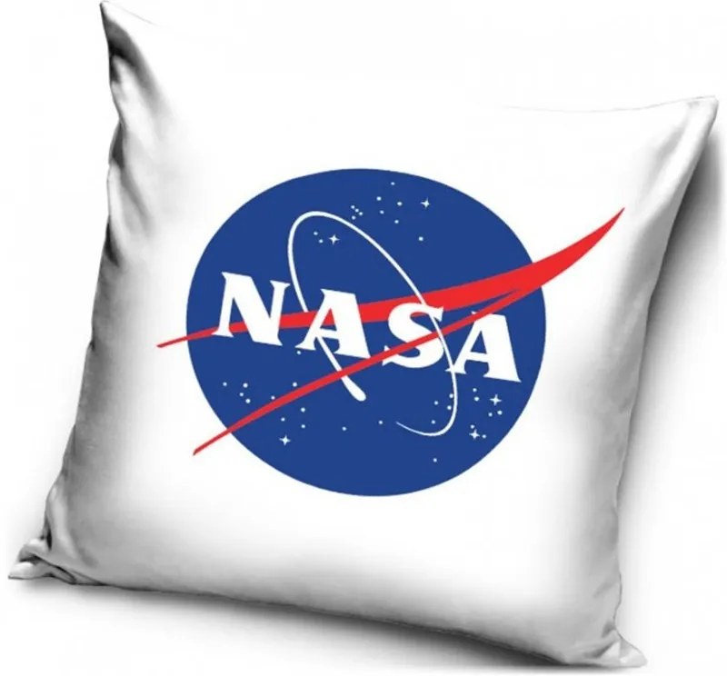 Vankúš NASA s logom Americkej vládnej agentúry pre pre letectvo a kozmonautiku - biely - 40 x 40 cm