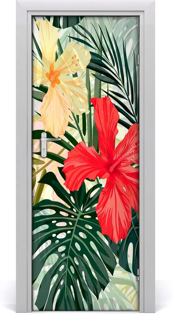 Samolepiace fototapety na dvere  Havajskej kvety