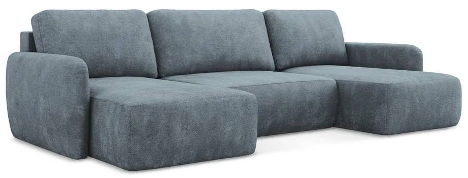 Sivomodrá ženilková rozkladacia/s úložným priestorom rohová pohovka (do tvaru "U") Lilo – Makamii