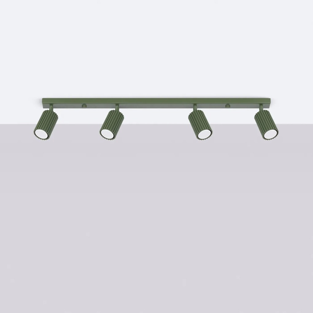 Bodové svietidlo Karbon, 4x olivovo zelené kovové tienidlo, (možnosť polohovania)