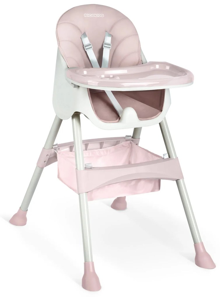 Ricokids Detská jedálenská stolička so stolíkom Milo ružová