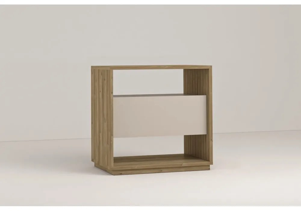 Krémovobiely/v prírodnej farbe nočný stolík v dekore duba Dennis – Marckeric